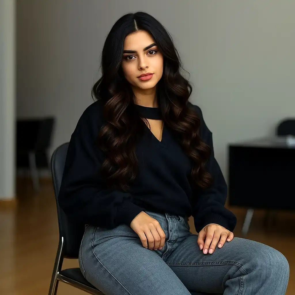 Transformed hairstyle after AI Hairstyle Changer processing